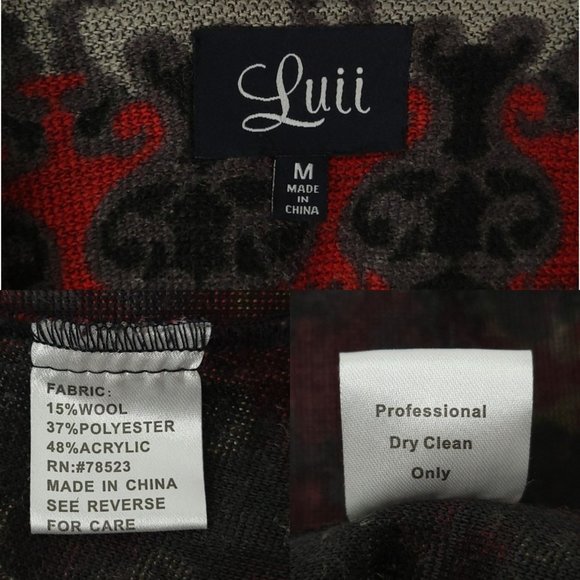 Luii Button Front Cardigan Womens M Wool Blend Slit Pockets Tab Half Sleeve - Picture 8 of 16
